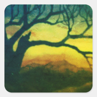 Adesivo Quadrado Paisagem rústica e Vinheta da Natureza