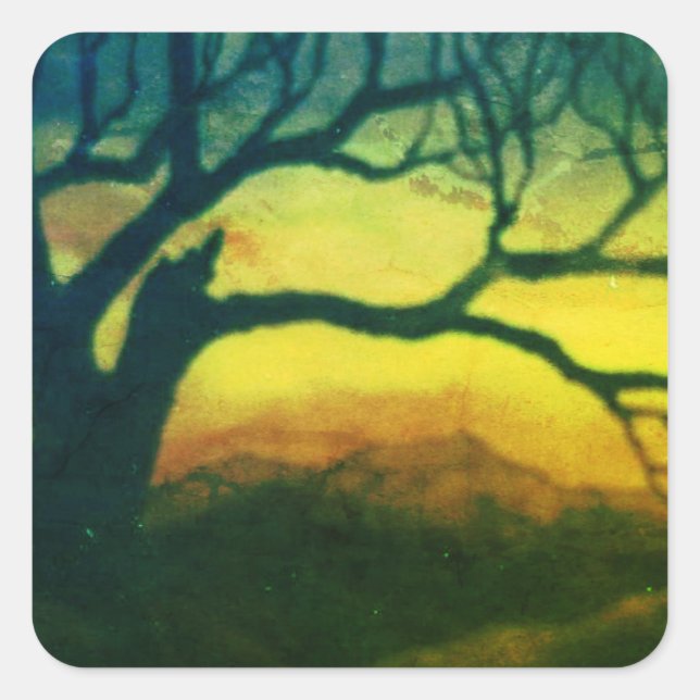 Adesivo Quadrado Paisagem rústica e Vinheta da Natureza (Frente)