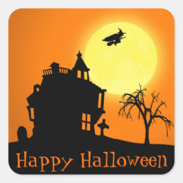 Adesivo Quadrado Paisagem Silhoule Feliz Halloween