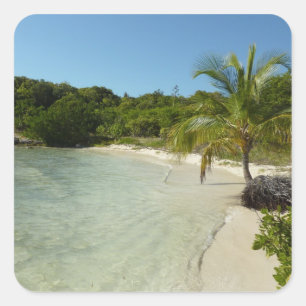 Adesivo Quadrado Paisagem tropical bonita de antiguan Beach