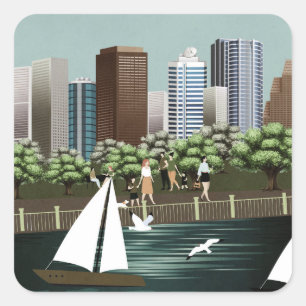 Adesivo Quadrado Paisagem urbana