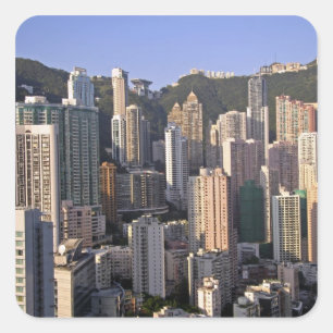 Adesivo Quadrado paisagem urbana de Hong Kong, China