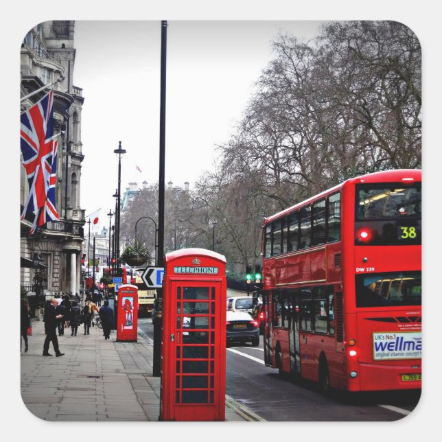 Adesivo Quadrado paisagem urbana de Londres (Frente)