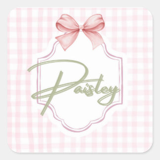 Adesivo Quadrado Paisley Baby Nursery Gingham Personalizado
