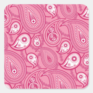 Adesivo Quadrado Paisley cor-de-rosa e branco