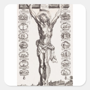 Adesivo Quadrado Paixão de Jesus crucificação de Cristo
