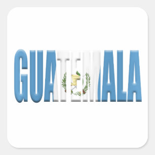 Adesivo Quadrado Palavra da Guatemala sobreposta com a bandeira nac