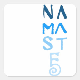 Adesivo Quadrado Palavra de Namaste Azul