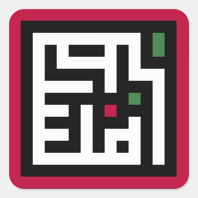 Adesivo Quadrado Palavra palestiniana em árabe Wordart - bandeira d (Frente)