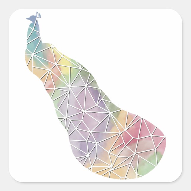 Adesivo Quadrado Palavra-Pavão de Mosaico de Papel (Frente)