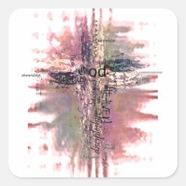 Adesivo Quadrado palavras cristãs grunge cruz