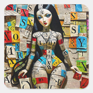 Adesivo Quadrado Palavras cruzadas detalhadas são a boneca perfeita