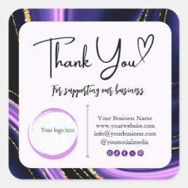 Adesivo Quadrado Palavras-de-mão - Design de mármore