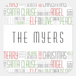 Adesivo Quadrado Palavras de Natal - Holidayzfordayz