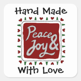 Adesivo Quadrado Palavras de Paz e Joy feitas à mão com amor