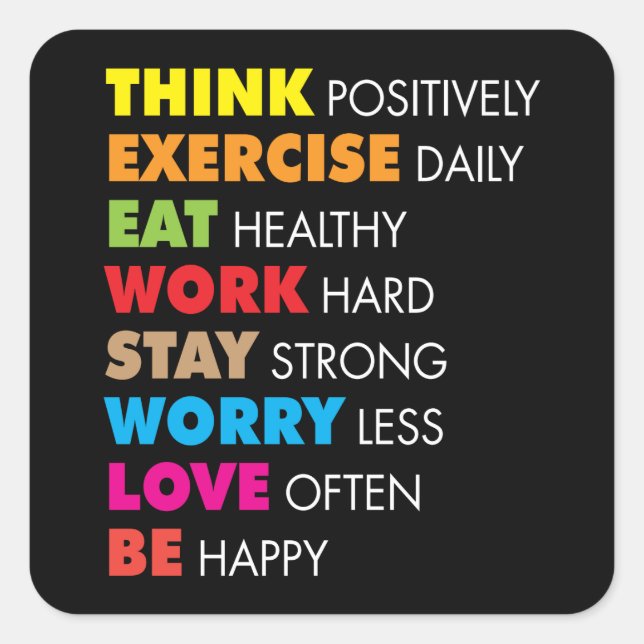 Adesivo Quadrado Palavras Inspiracionais - Motivação (Frente)