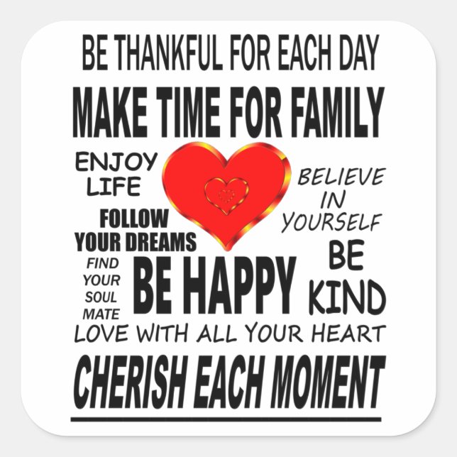 Adesivo Quadrado Palavras Inspirativas para viver (Frente)