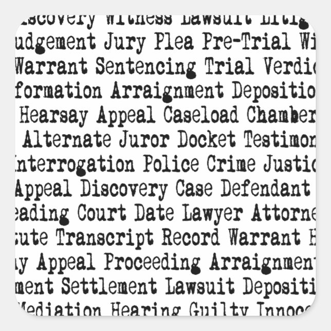 Adesivo Quadrado Palavras Legais Terminologia (Frente)