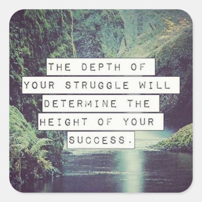 Adesivo Quadrado Palavras Motivacionais - Luta e sucesso (Frente)