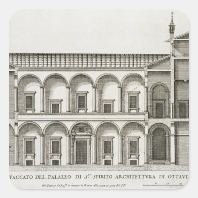 Adesivo Quadrado Palazzo di Santo Spirito, de "Palazzi di Roma", (Frente)