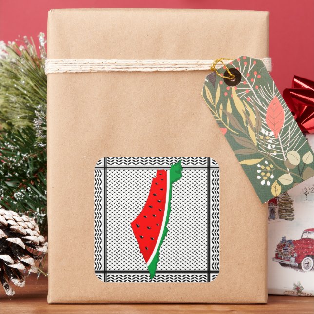 Adesivo Quadrado Palestina - Mapa Watermelon - Símbolo da liberdade (Feriado)