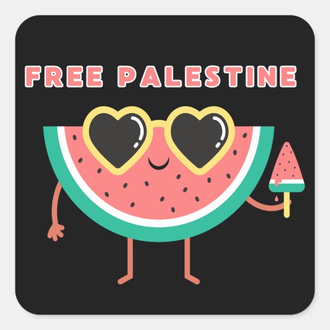 Adesivo Quadrado palestina Watermelon Palestina, cor bonita (Frente)
