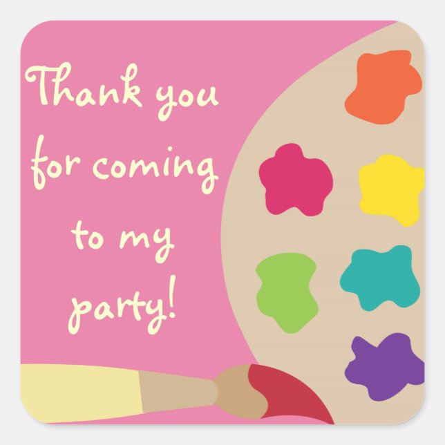 Adesivo Quadrado Paleta de Arte - Rosa (Frente)