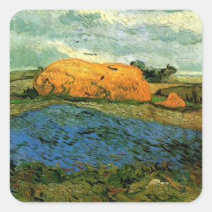 Adesivo Quadrado Palheiros sob um Céu Chuvoso por Vincent van Gogh