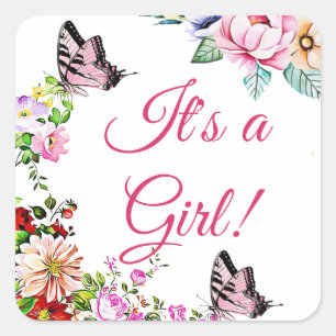 Adesivo Quadrado Palhetas bonito para Chás de fraldas de borboletas