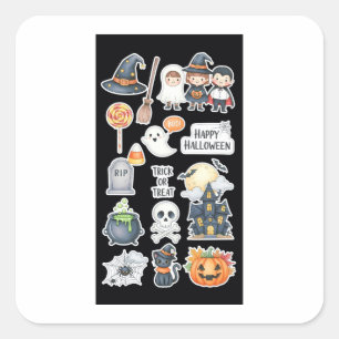 Adesivo Quadrado Palitos bonitos de Halloween e Designs de festas "
