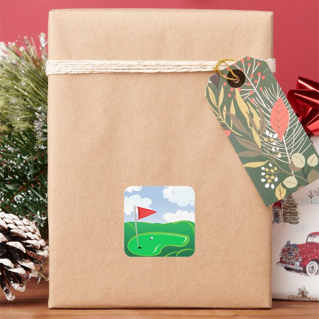 Adesivo Quadrado Palitos verdes do campo de golfe (Criador carregado)