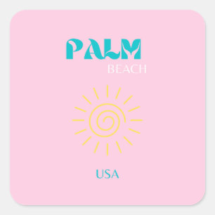 Adesivo Quadrado Palm Beach, Preppy, Preppy Art, Pink