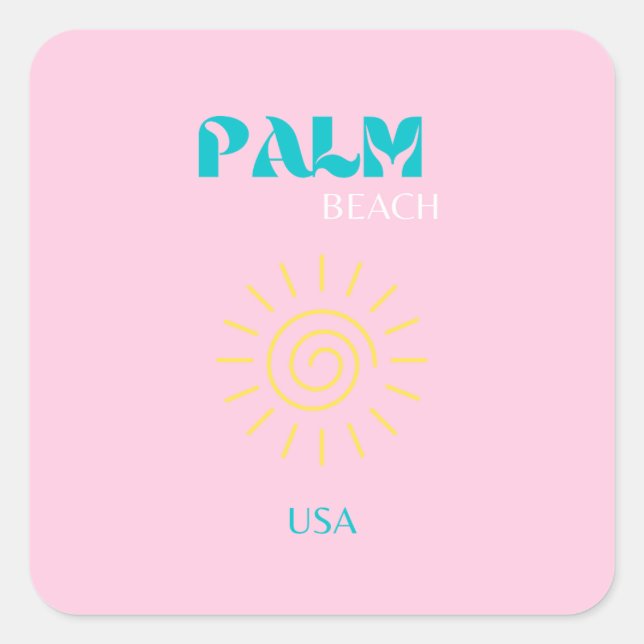 Adesivo Quadrado Palm Beach, Preppy, Preppy Art, Pink (Frente)