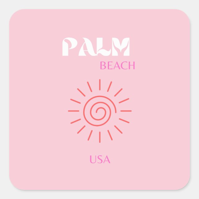 Adesivo Quadrado Palm Beach, Preppy, Preppy Room, rosa (Frente)