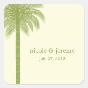 Adesivo Quadrado Palm Beach Weding Sticker - Verde