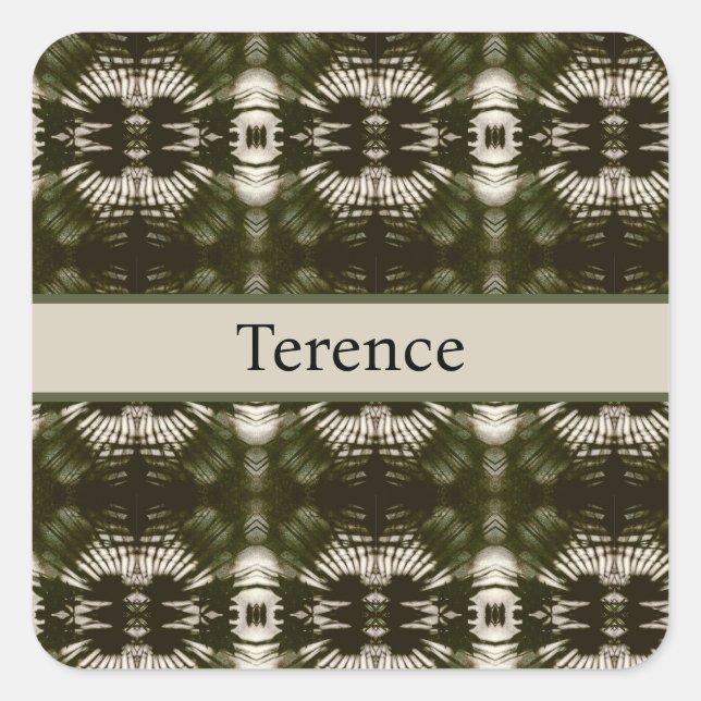 Adesivo Quadrado Palm Leaf Shadow Army Green, personalizável (Frente)