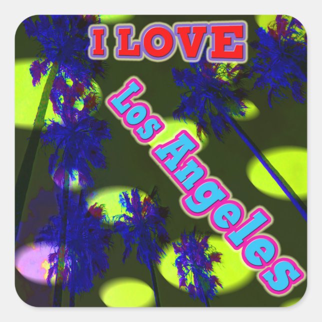 Adesivo Quadrado "Palm Sky": "EU AMO Los Angeles 3" Sticker (Frente)