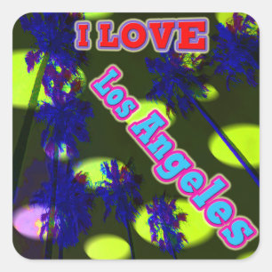 Adesivo Quadrado "Palm Sky": "EU AMO Los Angeles 3" Sticker
