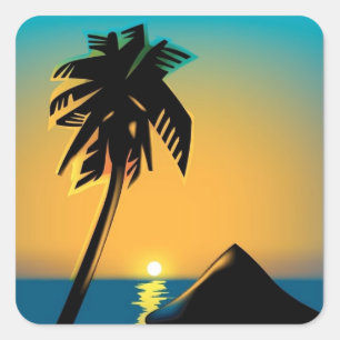 Adesivo Quadrado Palm Sunset