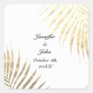 Adesivo Quadrado Palm Tree Foliage Gold Foil Deixa Casamentos 2022