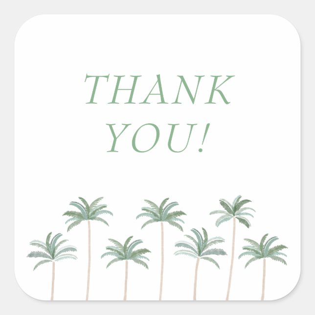 Adesivo Quadrado Palm Trees Elegantes Obrigado Sticker (Frente)