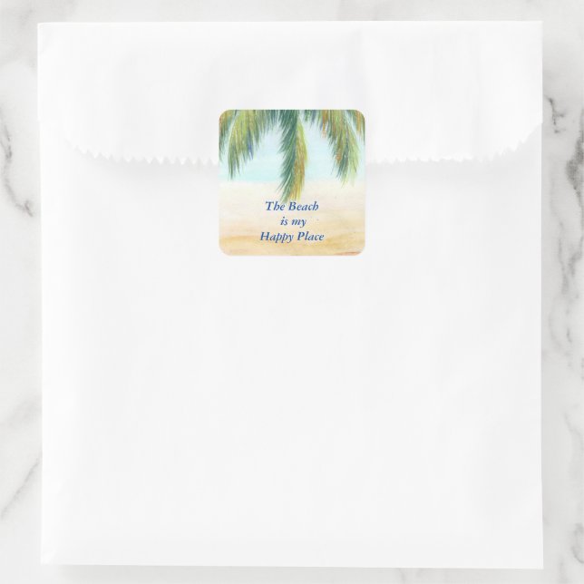 Adesivo Quadrado Palmeira em um dia ensolarado na praia (Bolsa)