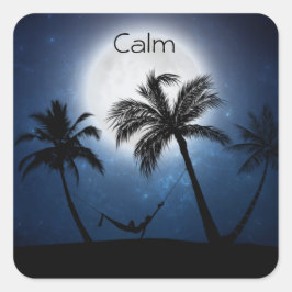 Adesivo Quadrado Palmeiras à luz do luar