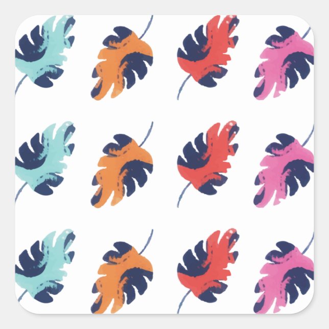 Adesivo Quadrado Palmeiras tropicais exóticas deixam padrão (Frente)