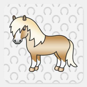 Adesivo Quadrado Palomino Cartoon Shetland Pony