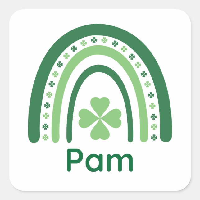 Adesivo Quadrado Pam Nome Clover Boho Rainbow (Frente)