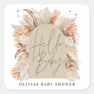 Adesivo Quadrado Pampas botânicas erva, terracota rústica moderna n