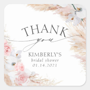 Adesivo Quadrado Pampas Grass e Orquídea Branca Tropicais