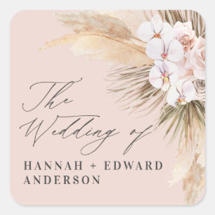 Adesivo Quadrado Pampas herbácea seca guião botânica boho casame