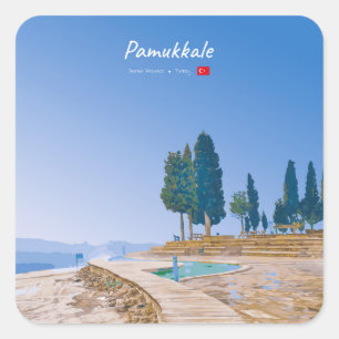 Adesivo Quadrado Pamukkale, Turquia - Piscinas Termais